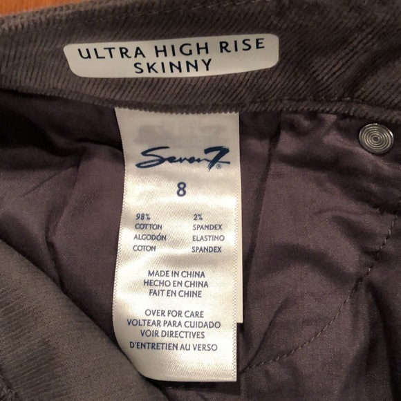 Seven7 Ultra High Rise Skinny Corduroy Pants Size 8 Gray - Picture 5 of 6